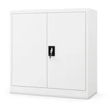 Jan Nowak Aktenschrank Metall Büroschrank abschließbar 90 cm BEATA 2 Böden Stahl (Stahl 0,6 mm Wandmontage möglich PZH-zertifiziert 93 cm) Aktenschrank 30 Ordner Schloss 2 Schlüssel kompakt 13 Farben weiß