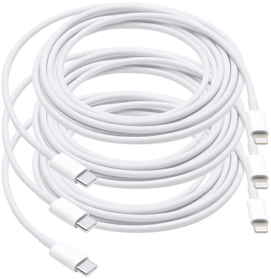 Cyoo 3 er Ladekabel USB-C to Lightning Kabel für Apple iPhone iPad Smartphone-Kabel, USB-C, Lightning (100 cm), Schnellladefunktion, Robustes Design, 3er-Pack weiß