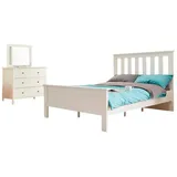 JVmoebel Schlafzimmer-Set Komplette Schlafzimmer Luxus Elternschlafzimmer Suite Schrank Bett, (3-tlg., Bett + Kommode + Spiegel), Made in Europa weiß