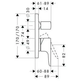 Hansgrohe Axor Citterio M UP-Wannen-Einhebelmischer, brushed brass