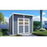 Bertilo Gerätehaus Felix 3  (Außenmaß inkl. Dachüberstand  (B x T): 254 x 251 cm, Holz, Hellgrau/ Weiß)