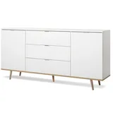 Furn.Design Sideboard Lundby (Kommode in weiß matt mit Eiche Sonoma, 180 x 87 cm), skandinavisches Design weiß