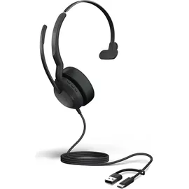 JABRA Evolve2 50 MS Mono kabelgebunden Headset schwarz USB-A/C