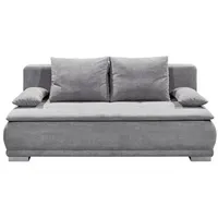 ed exciting design Schlafsofa grau mit Bettkasten Dauerschläfer Federkern 208 cm Rücken echt, Kinder - 2 Armlehnenkissen