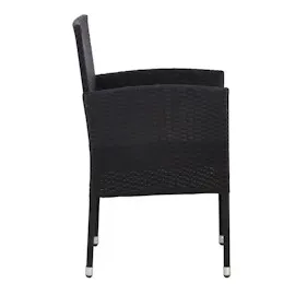 vidaXL Gartenstühle mit Kissen in Cremeweiß 2 Stk. Schwarz Polyrattan