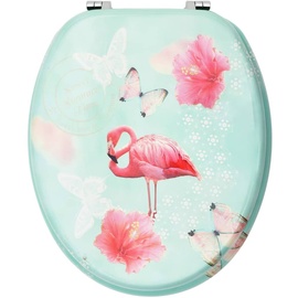 vidaXL Toilettensitz mit Deckel MDF Flamingo-Design