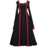 ZQTWJ Damen Große Größen Mittelalter Kleid Bodenlanges Vintage Kostüm Gothic Renaissance Glockenärmel Hexenkostüm Viktorianisches Prinzessin Lange Kleider für Festliche Party Karneval Gr.34-48 - S