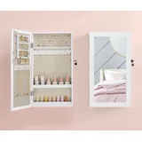 SONGMICS Schmuckschrank Spiegelschrank abschließbarer Wandschrank, weiß