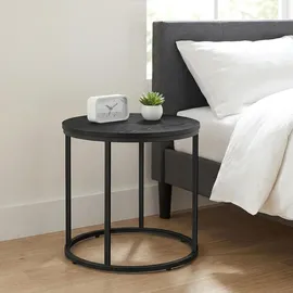 home collective Couchtisch 2er Set Rund Beistelltisch Loft Design 2 in 1 Verschachtelung kratzfeste Oberfläche, Wohnzimmer Marmor Optik mit Schwarzen Beinen