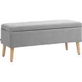 Polsterbank Mit Stauraum, Bezug In Leinenoptik, Kautschukholzbeine, Bis 220 Kg, 110x39x45cm, Grau