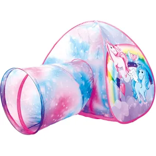bino 82823 - Kinder-Kuppelzelt mit Tunnel, Einhorn, Maße: 80x160x95cm, Kinderzelt