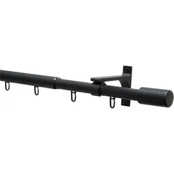 Gardinenstange GARDINIA "Gardinenstangen Set Thasos", schwarz (schwarz, matt), Ø:19mm, Aluminium, Gardinenstangen, mit Bohren, Schrauben, Wandmontage, Aluminium