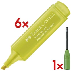 Faber-Castell 6x Textmarker »Textliner 1546 Pastell« inkl. Bleistift »Perfect Pencil« mit Ansp gelb