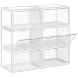 Songmics Schuhboxen 28 cm x 36 cm x 22 cm Transparent 6 Stück