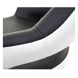 Mendler 2er-Set Barhocker HWC-F16, Barstuhl Tresenhocker Drehhocker, mit Lehne Kunstleder ~ schwarz-weiß