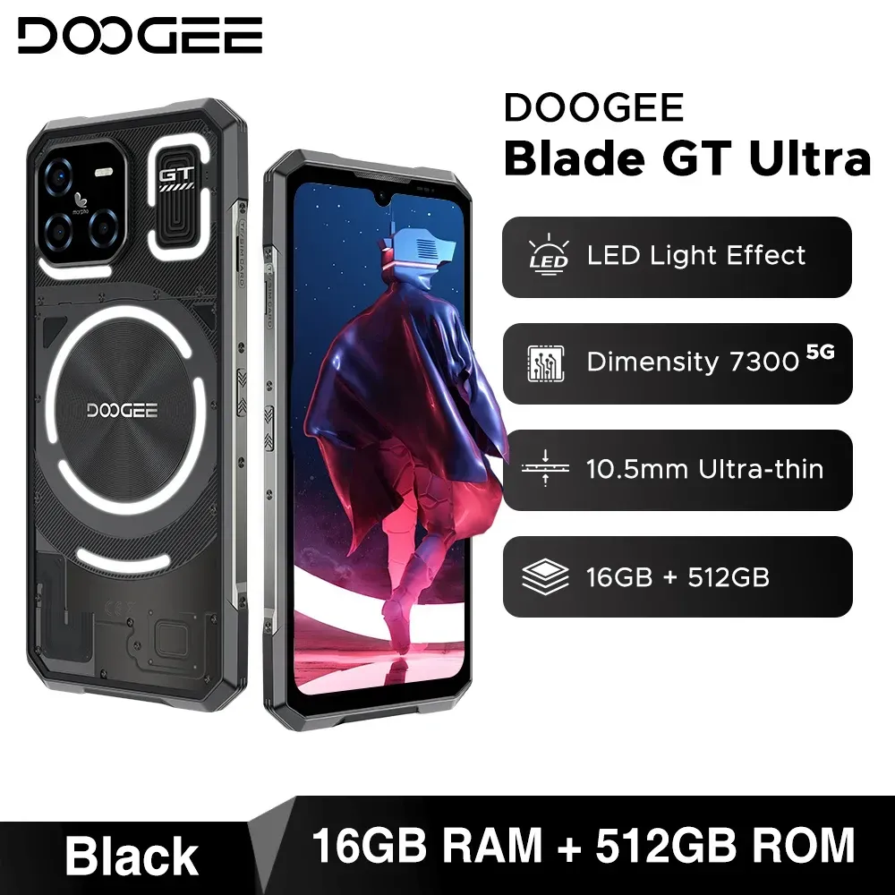 Weltpremiere Doogee Blade GT Ultra 5G robustes Gaming-Telefon 6,72 512 16GB GB LED-Lichteffekt ai Smartphones