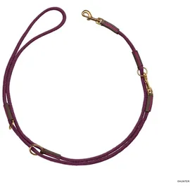 Hunter Verstellbare Führleine Malia, brombeer/Dunkelbraun, geschmeidiges Tau & Robustes Leder, 3-Fach verstellbar, leicht, strapazierfähig, moderner Look, Made in Germany, Größe: 8/200