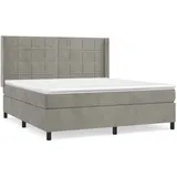 vidaXL Boxspringbett mit Matratze Hellgrau 180x200 cm Samt1394546