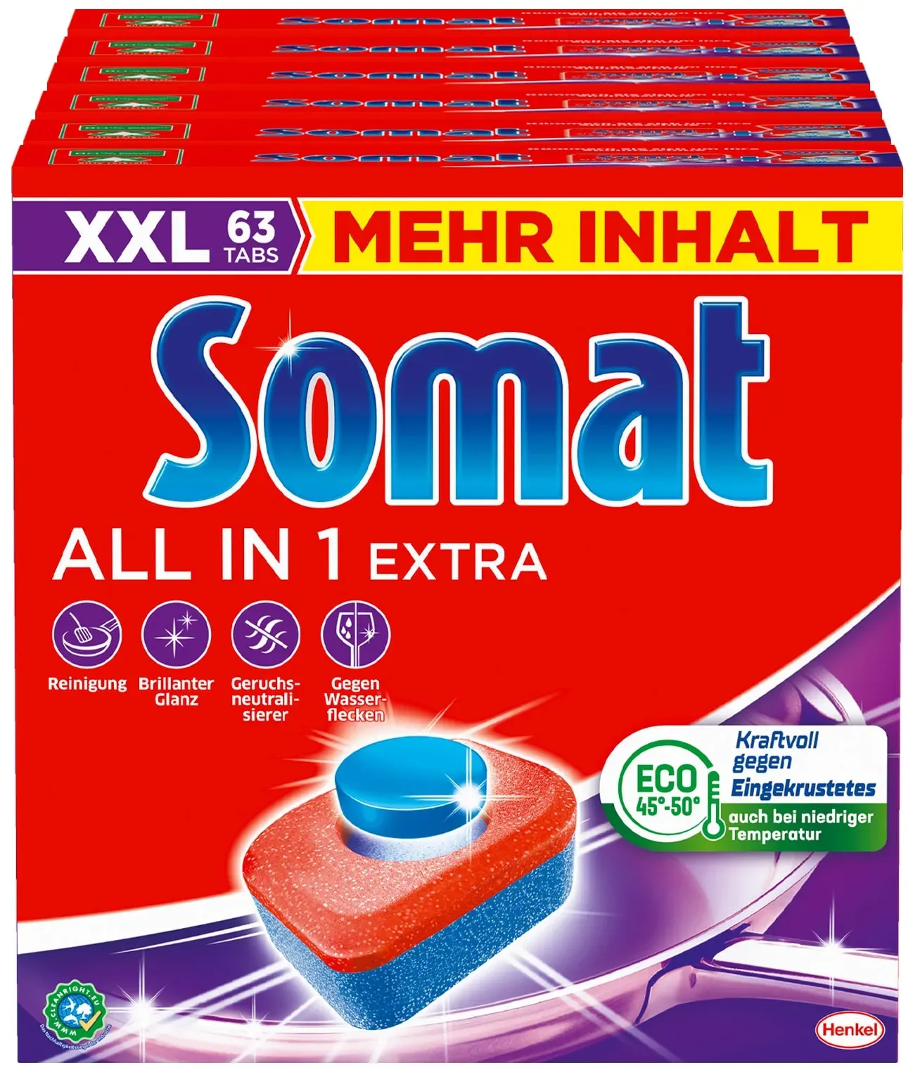 Somat Geschirrspültabs All-in-1 Extra 63 Stück, 6er Pack