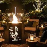 TiKo-Design Feuertonne mit Huhn Motiv – Lagerfeuertonne ‘Dont Worry - be Happy’ – Perfekt für gesellige Gartenabende und stimmungsvolle Lagerfeuer