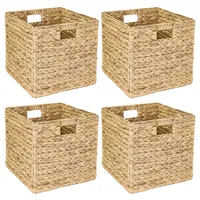 HMF Aufbewahrungskorb geflochten aus Wasserhyazinthe 32 x 34,5 x 32 cm beige