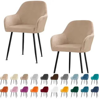 ZUOZHE Stretch Stuhlbezug Mit Armlehnen - Elastisch & Dehnbar, Waschbar & Rutschfester Stuhlüberzug Für Esszimmerstühle, Bürostühle Und Sessel - Abnehmbare Hülle(Light Brown,2PC)