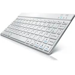 CSL Wireless-Tastatur, Ultra Slim Keyboard, Bluetooth, Aluminium Gehäuse, DE Layout, BT 3.0, weiß