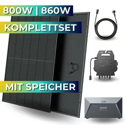 Anker Balkonkraftwerk 800W Komplettset, Full Black Solarmodule, mit Speicher, Aufständerung