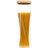 Klarstein Stapelglas mit Bambusdeckel 1700 ml stapelbar luftdicht - Transparent
