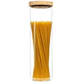 Klarstein Stapelglas mit Bambusdeckel 1700 ml stapelbar luftdicht - Transparent