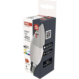 EMOS GoSmart - Smart Home RGB LED-Lampe Kerze mit App - E14 - dimmbar, mehrfarbig & Weißtöne - 470lm - sparsam, 4,8W (statt 40W Glühbirne) - 20 000 Stunden - ZigBee 4,8 W