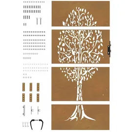vidaXL Gartentor 85x200 cm Cortenstahl Baum-Design