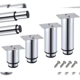 Möbelfüße verstellbar 4er Set 120-190mm Metall Chrom 38mm Möbelbeine Metallfüße
