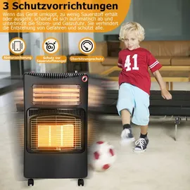 DMS Gasheizofen Elektroheizung Infrarot Keramikbrenner 4200W Heizgerät Gasheizer Gasheizung Heizstrahler - Schwarz