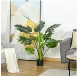 Homcom künstliche Pflanzen 110 cm künstlicher Monstera Dekopflanze Kunststofftopf für drinnen und draußen