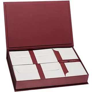 Rössler Briefpapier mit Umschlag | Briefpapier Set | 40x Briefpapier edel in DIN A4 | 50 Umschläge DIN lang | 10 Karten DIN lang | 354 x 238 x 58 mm | 1 Stück | Farbe: Rot | Papier in Grau