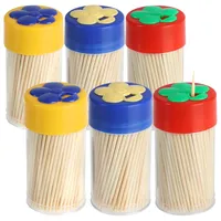 COM-FOUR® 900x Zahnstocher aus Holz - 6 Dosen mit
