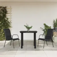 VidaXL 3-tlg. Garten-Essgruppe Schwarz Stahl und Textilene