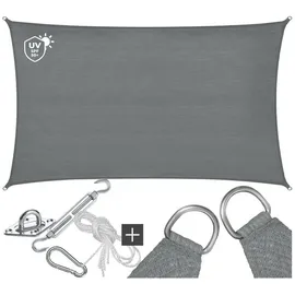 Tectake tectake® Sonnensegel, Sunny, wetterfestes HDPE-Material mit 185 g/m2 und 87 % UV-Schutz, für Balkon, Garten und Terrasse, umfangreiches Montagematerial