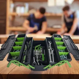 Baumarktplus Werkzeugkiste 48x24x21 cm Kunststoff klappbar schwarz