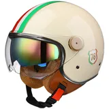 Retro Helm Motorrad Motorradhelm Rollerhelm Mit Doppelbrille Komfortfutter Chopper Helm Mit ECE Zulassung Motorradhelm Halbschale Für Erwachsener Herren Damen Vintage Motorradhelm