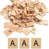 Glamified Scrabble-Fliesen, 100 Stück, Same Letters Bags, Holzsteine, schwarze Buchstaben, Zahlen zum Basteln, Holzalphabete (Buchstabe A, 100 Stück)