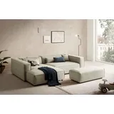 LeGer Home by Lena Gercke Ecksofa »PIARA XXL, L-Form, Schlaffunktion, Cord, Leinenoptik o. Strukturstoff« Hocker stellbar zum Schlafsofa (Krokodilverbinder), tiefe Sitzfläche, grün