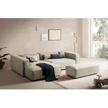 LeGer Home by Lena Gercke Ecksofa »PIARA XXL, L-Form, Schlaffunktion, Cord, Leinenoptik o. Strukturstoff« Hocker stellbar zum Schlafsofa (Krokodilverbinder), tiefe Sitzfläche, grün