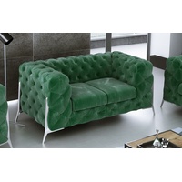 JVmoebel Sofa, Chesterfield Couch 2 Sitzer Polster Sitz Textil Stoff Leder Couchen Sofas Sofa grün