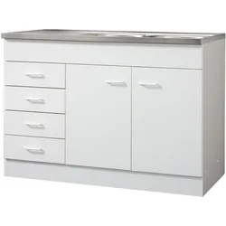 Spülenschrank KOCHSTATION "KS-Elster", weiß, B:120cm H:85cm T:60cm, Holzwerkstoff, Schränke, Breite 120 cm