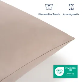 Blumtal Bettwäsche unifarben Taupe 240 x 220 cm + 2 x 80 x 80 cm