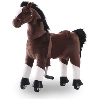 Mechanisches Pferd auf Rollen - Groß - bis 9 Jahre - Reitpferd mit Rollen - Dunkelbraun - Braun