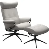 Stressless Sessel | Berlin Batick Platinum Grey Matt Schwarz Verstellbare Kopfstütze