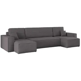kaiser möbel Ecksofa Dicker Cord U-Form Dunkelgrau